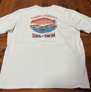 Tommy Bahama Relax Mens 100% Cotton Light Blue Golf Lake Short Sleeve T Shirt XL